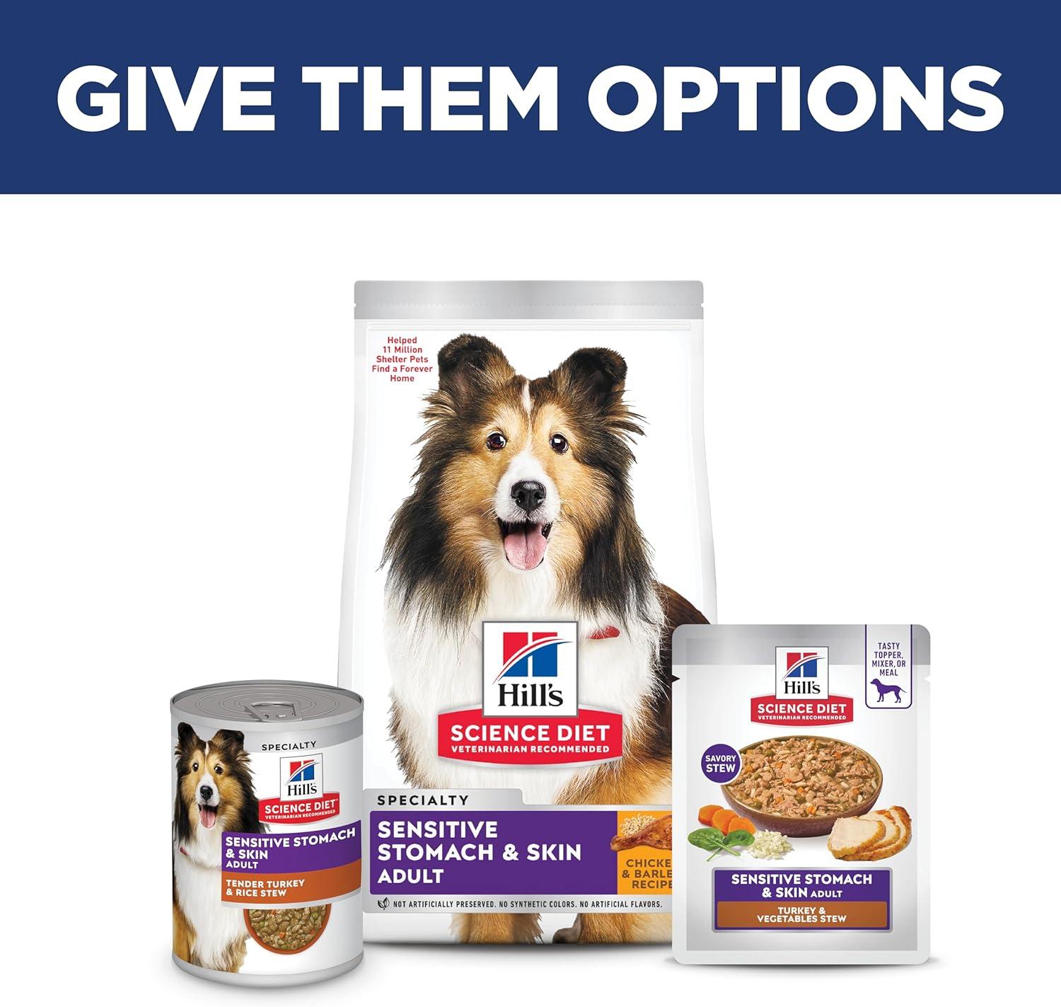 imageHills Science Diet Sensitive Stomach ampamp Skin Adult 16 Stomach ampamp Skin Sensitivity Support Wet Dog Food Chicken ampamp Rice Stew 28 oz Pouch Case of 24Turkey Vegetables Stew