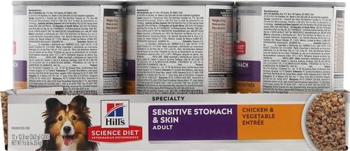imageHills Science Diet Sensitive Stomach ampamp Skin Adult 16 Stomach ampamp Skin Sensitivity Support Wet Dog Food Salmon ampamp Vegetables Loaf 128 oz Can Case of 12Chicken Vegetables Loaf