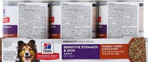 imageHills Science Diet Sensitive Stomach ampamp Skin Adult 16 Stomach ampamp Skin Sensitivity Support Wet Dog Food Salmon ampamp Vegetables Loaf 128 oz Can Case of 12Turkey Rice Stew