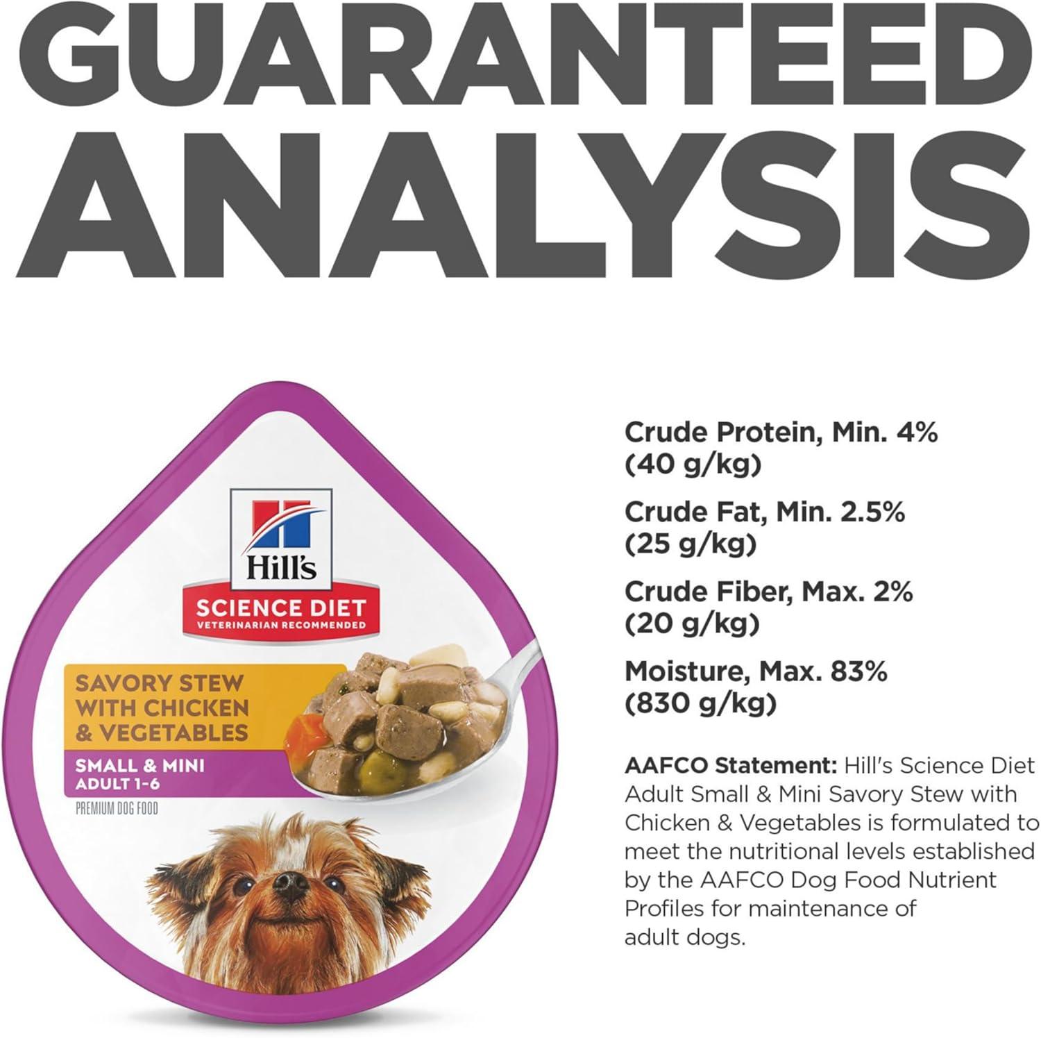 imageHills Science Diet Small ampamp Mini Adult 16 Small ampamp Mini Breeds Premium Nutrition Wet Dog Food Beef ampamp Vegetables Stew 35 oz Tray Case of 12Chicken Vegetables Stew