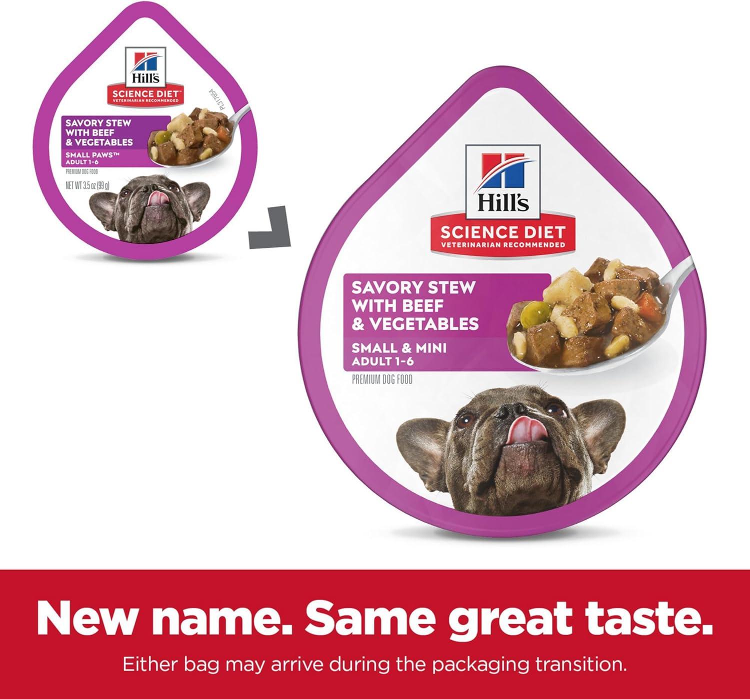 imageHills Science Diet Small ampamp Mini Adult 16 Small ampamp Mini Breeds Premium Nutrition Wet Dog Food Beef ampamp Vegetables Stew 35 oz Tray Case of 12Beef Vegetables Stew