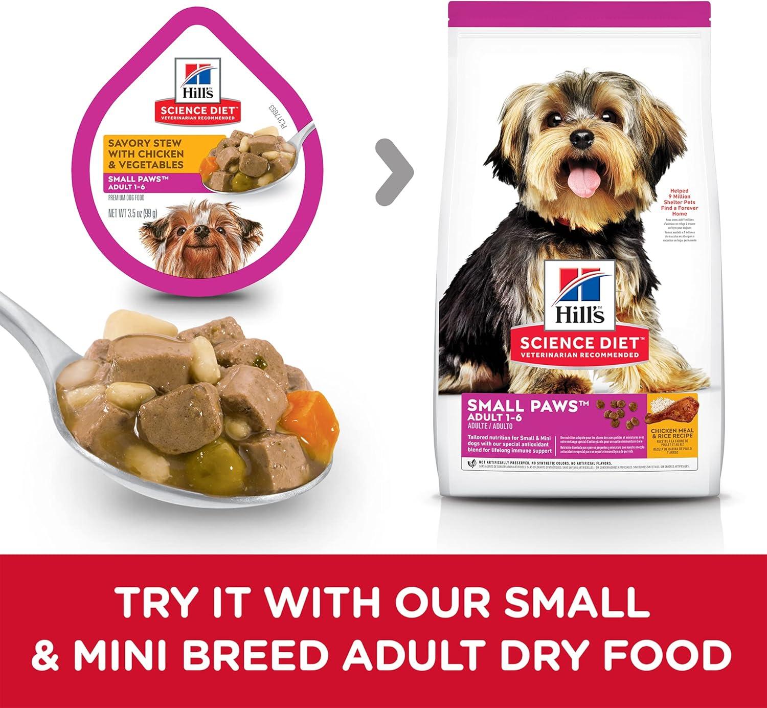 imageHills Science Diet Small ampamp Mini Adult 16 Small ampamp Mini Breeds Premium Nutrition Wet Dog Food Beef ampamp Vegetables Stew 35 oz Tray Case of 12Chicken Vegetables Stew