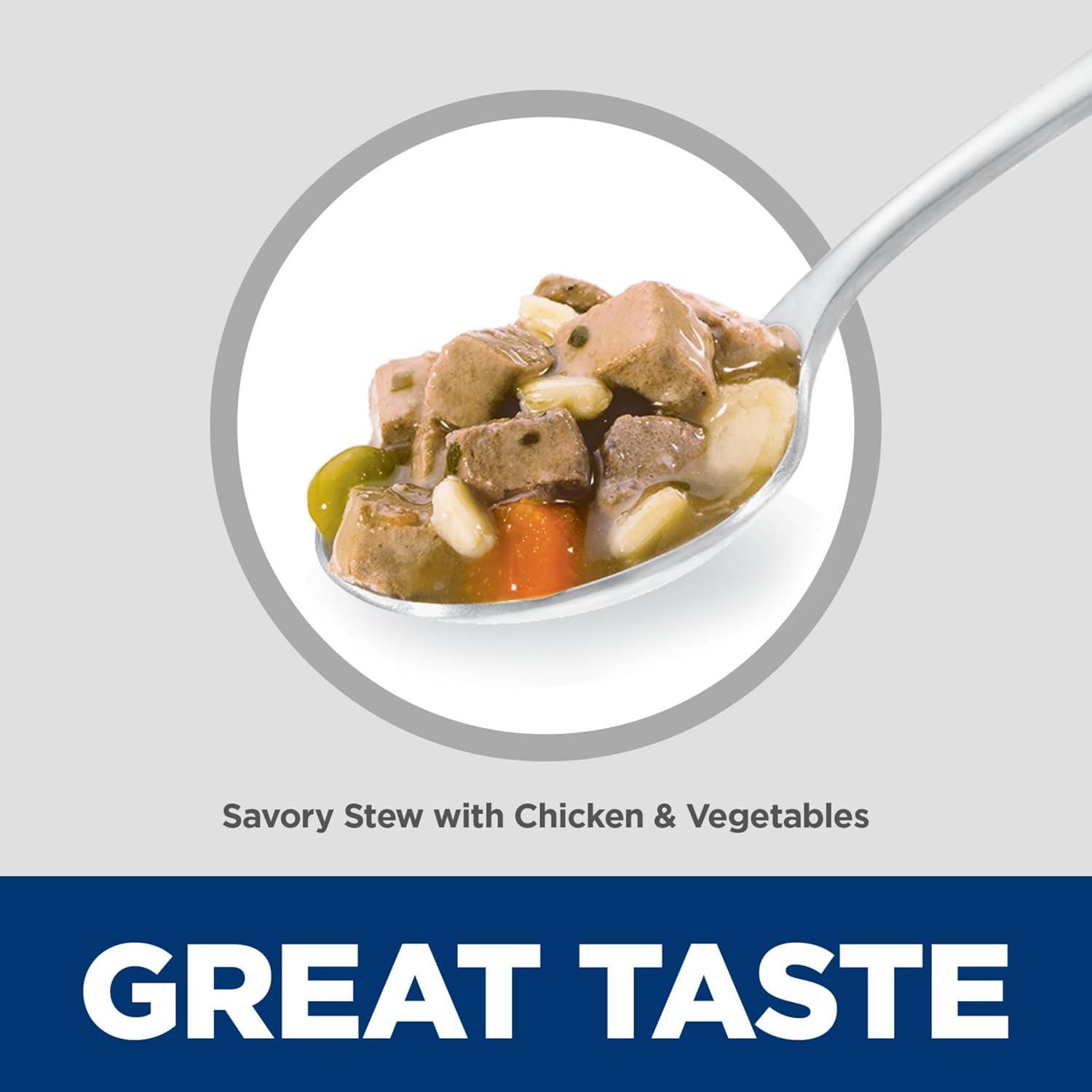 imageHills Science Diet Small ampamp Mini Senior Adult 7 Small ampamp Mini Breeds Senior Premium Nutrition Wet Dog Food Chicken ampamp Vegetables Stew 35 oz Tray Case of 12Chicken Vegetables Stew