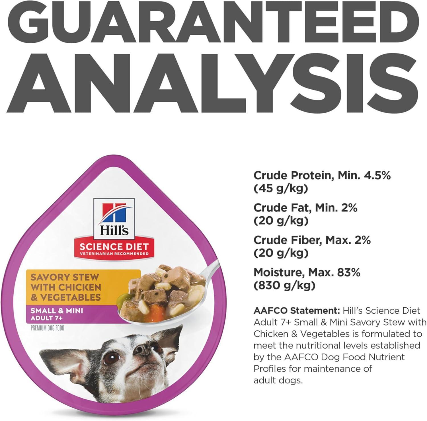 imageHills Science Diet Small ampamp Mini Senior Adult 7 Small ampamp Mini Breeds Senior Premium Nutrition Wet Dog Food Chicken ampamp Vegetables Stew 35 oz Tray Case of 12Chicken Vegetables Stew