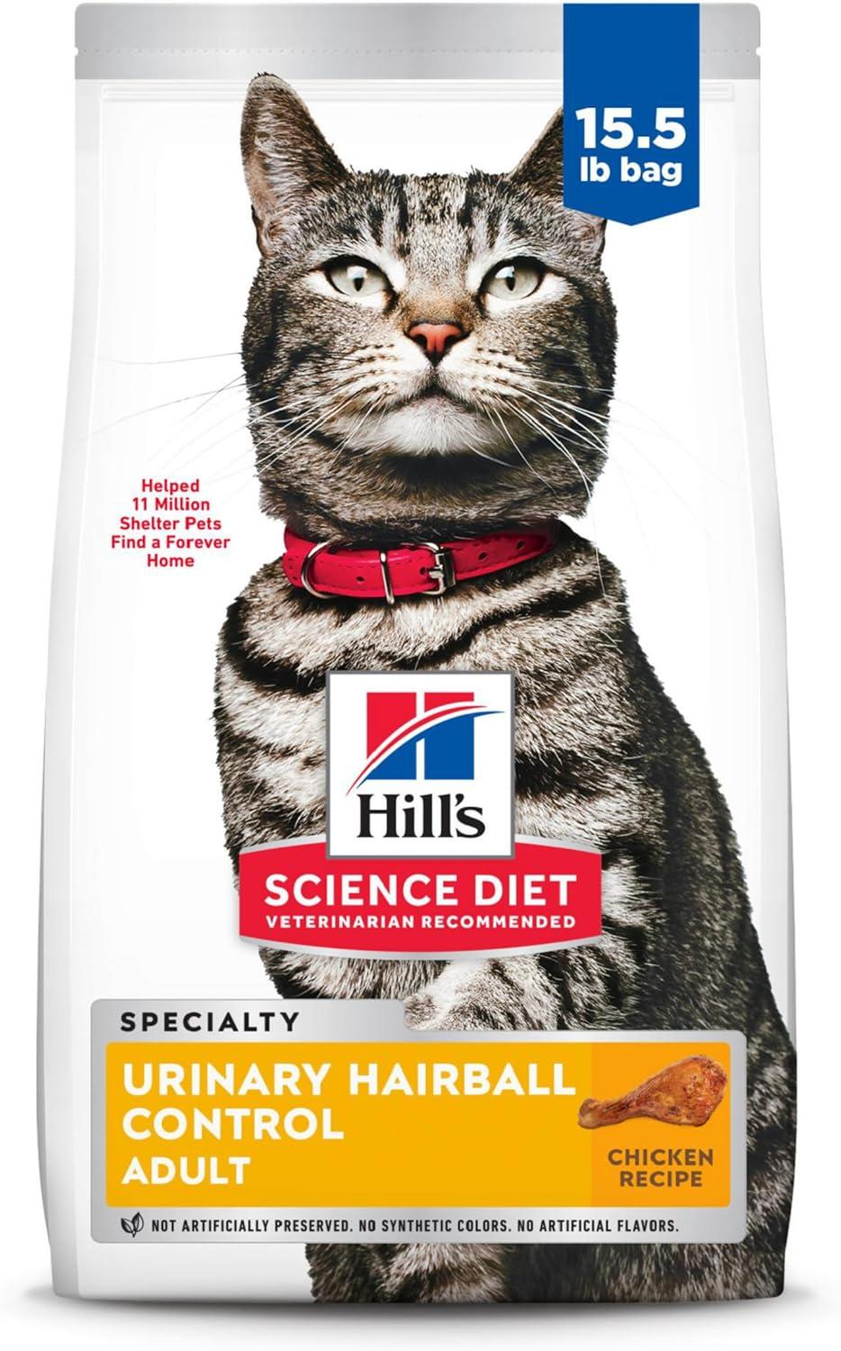 imageHills Science Diet Urinary Hairball Control Adult 16 Urinary Track Health ampamp Hairball Control Support Dry Cat Food Chicken Recipe 155 lb BagChicken