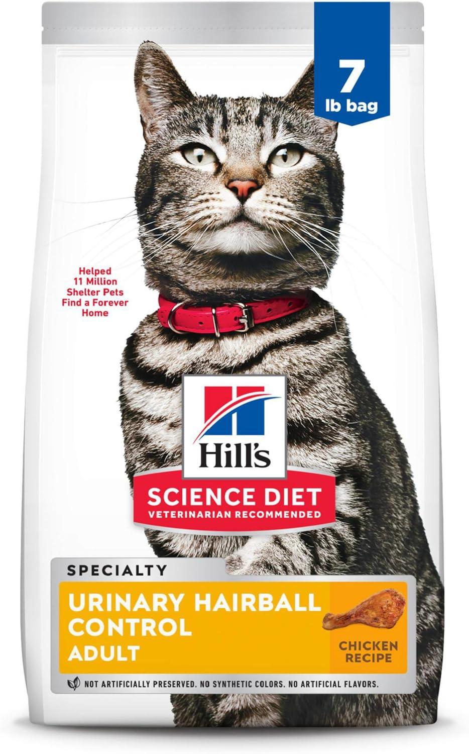 imageHills Science Diet Urinary Hairball Control Adult 16 Urinary Track Health ampamp Hairball Control Support Dry Cat Food Chicken Recipe 155 lb BagChicken