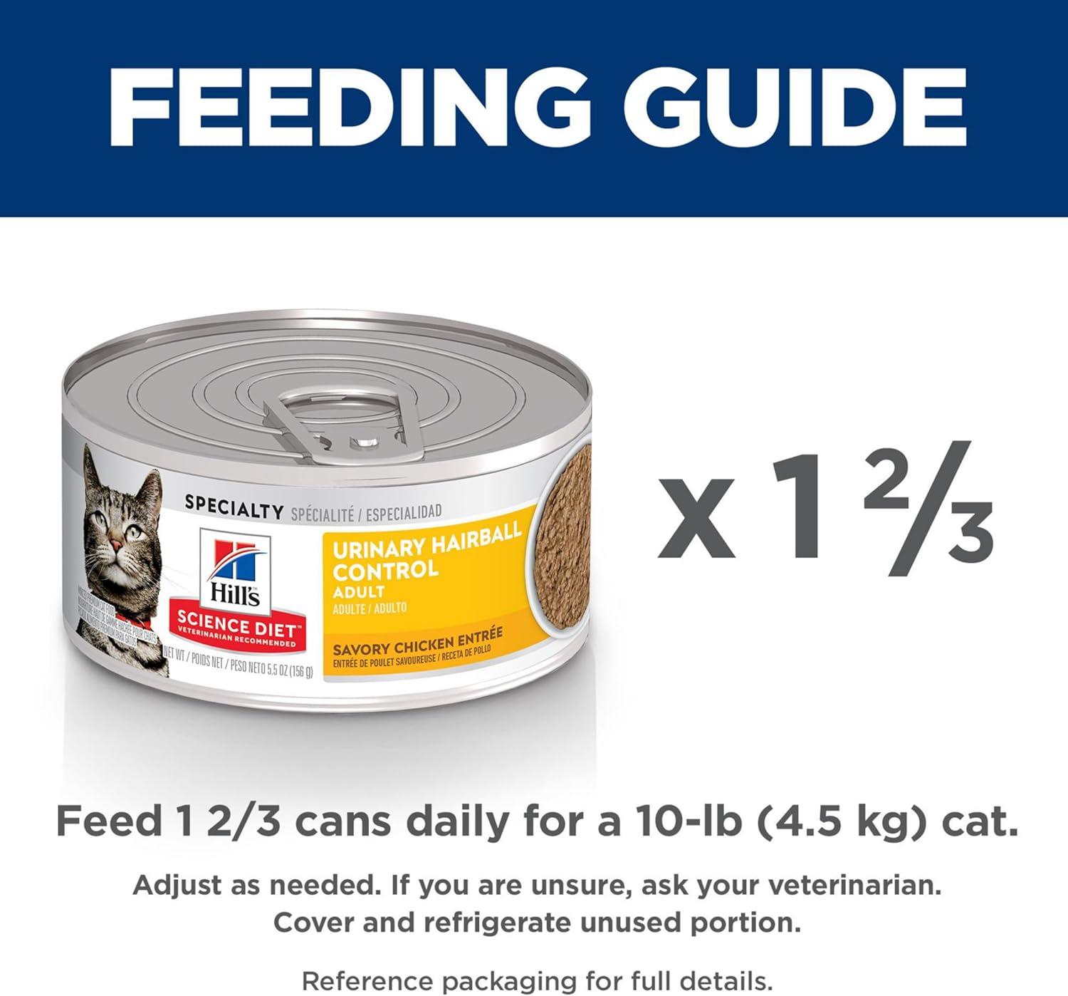 imageHills Science Diet Urinary Hairball Control Adult 16 Urinary Track Health ampamp Hairball Control Support Wet Cat Food Chicken Minced 55 oz Can Case of 24Chicken Minced