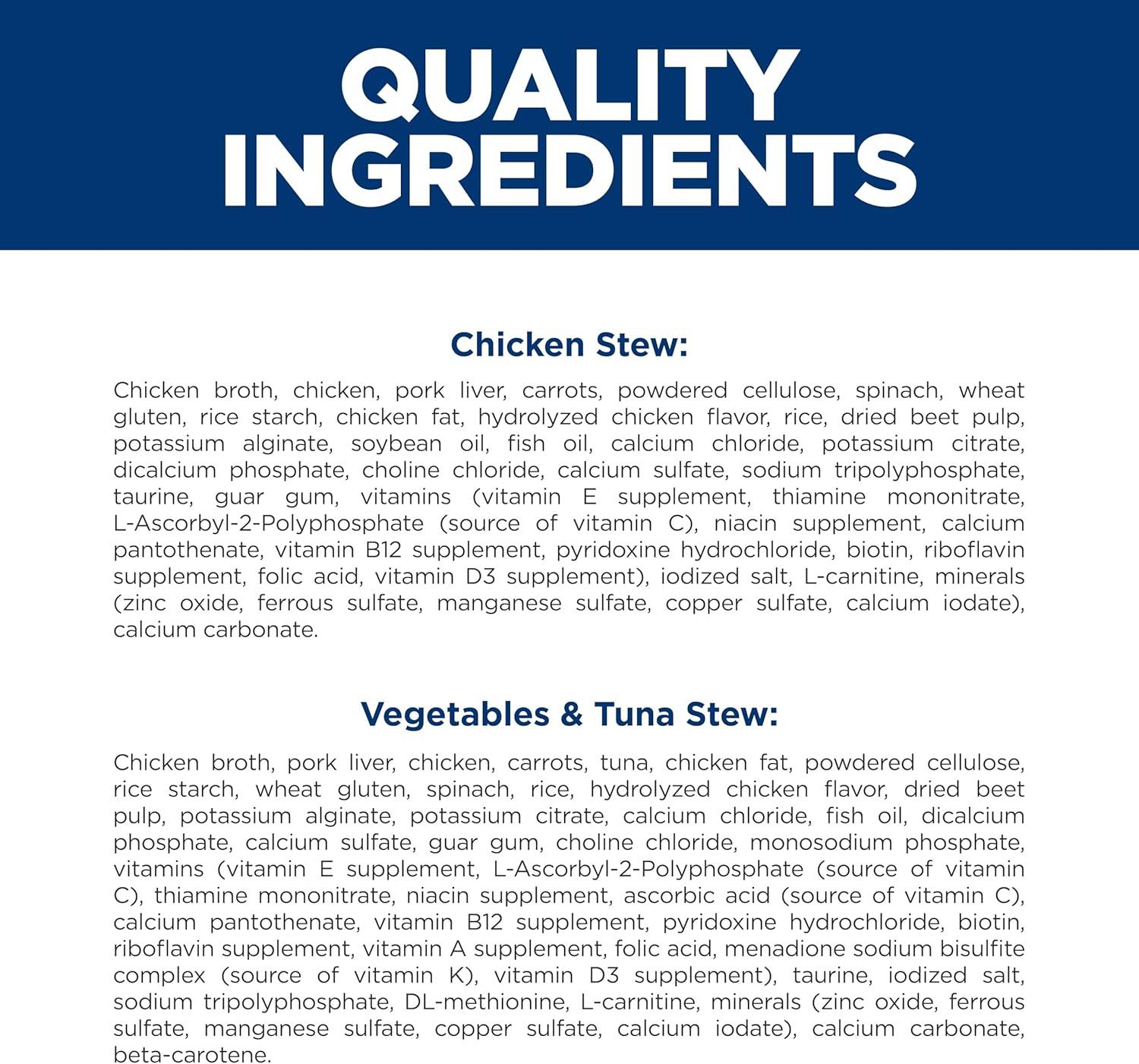imageHills Science Diet Urinary Hairball Control Adult 16 Urinary Track Health ampamp Hairball Control Support Wet Cat Food Chicken Minced 55 oz Can Case of 24Variety Pack Chicken Tuna Vegetables Stew