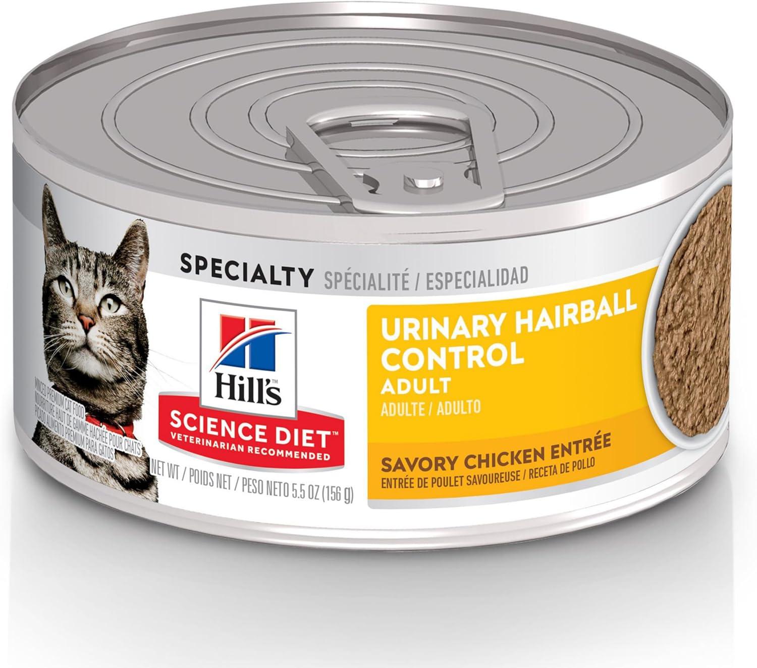 imageHills Science Diet Urinary Hairball Control Adult 16 Urinary Track Health ampamp Hairball Control Support Wet Cat Food Chicken Minced 55 oz Can Case of 24Chicken Minced