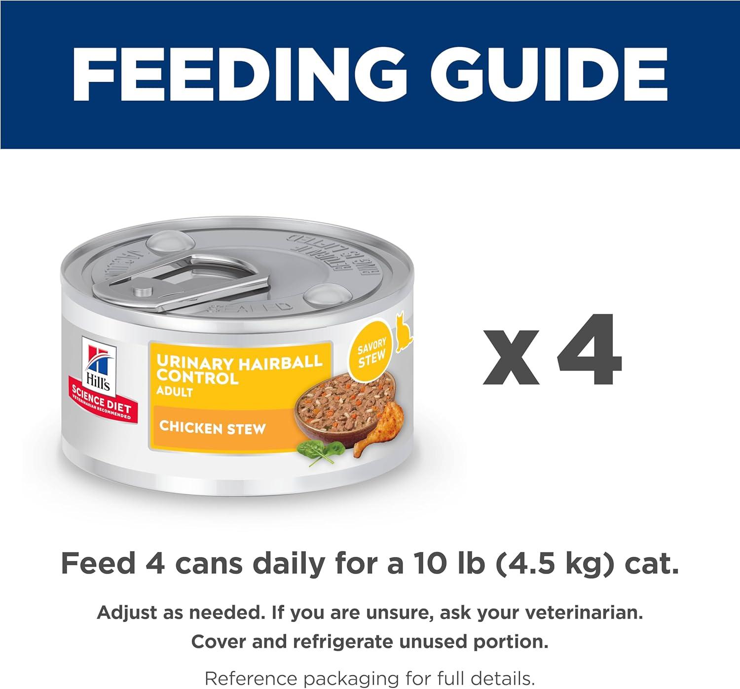 imageHills Science Diet Urinary Hairball Control Adult 16 Urinary Track Health ampamp Hairball Control Support Wet Cat Food Chicken Minced 55 oz Can Case of 24Chicken Vegetables Stew