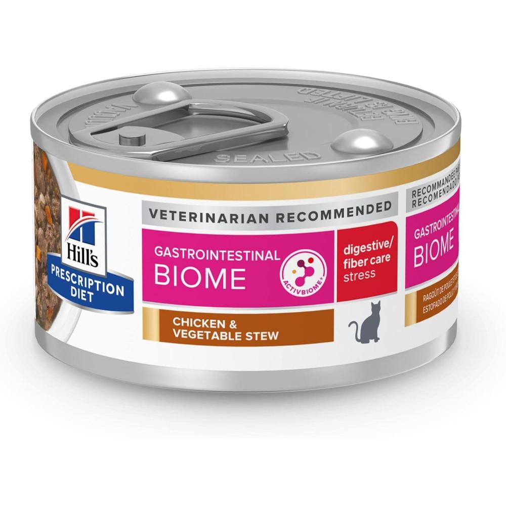 imageHills Prescription Diet Gastrointestinal Biome DigestiveFiber Care Chicken ampamp Vegetable Stew Wet Cat Food Veterinary Diet 29 oz Cans 24Pack