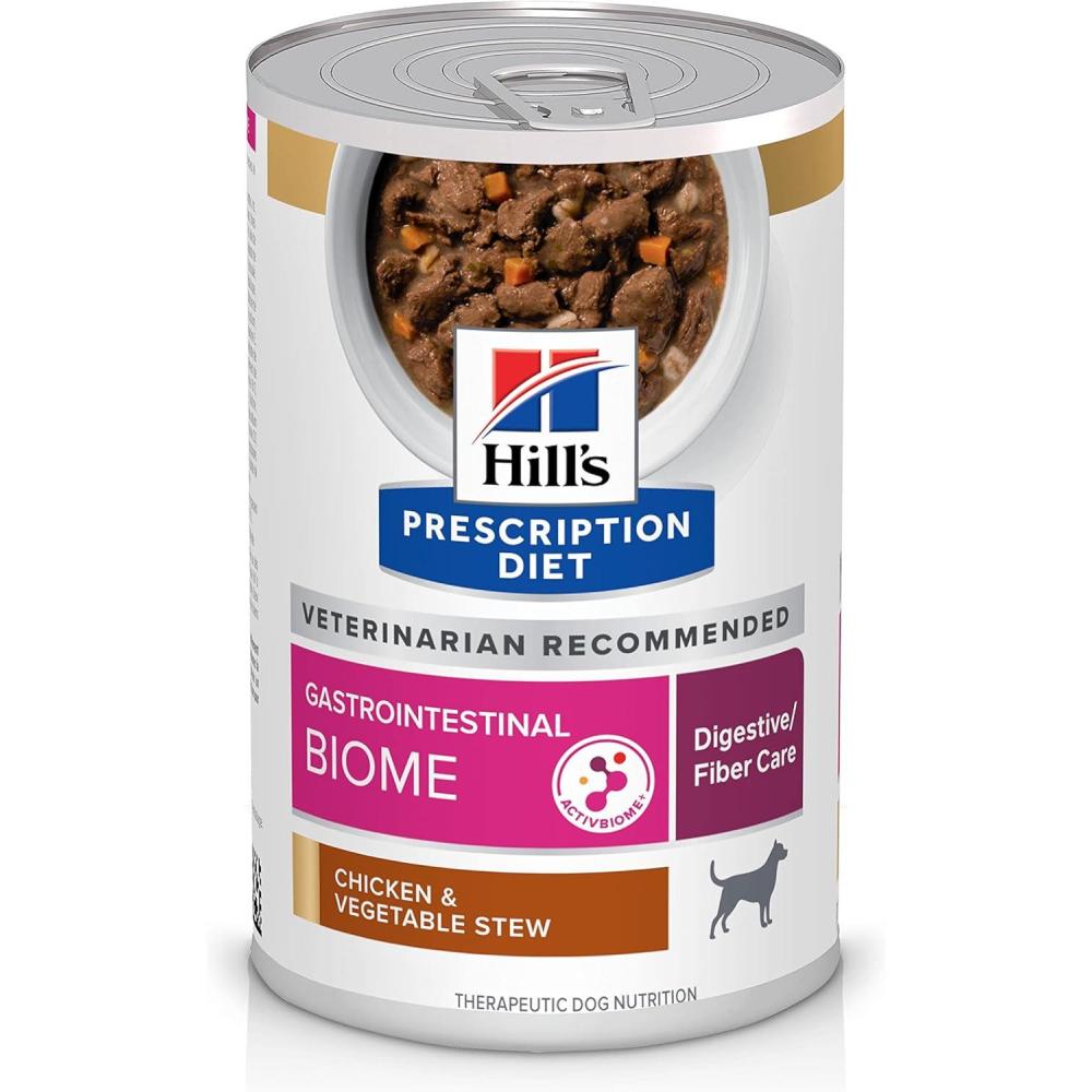 imageHills Prescription Diet Gastrointestinal Biome DigestiveFiber Care Chicken ampamp Vegetable Stew Wet Dog Food Veterinary Diet 125 oz Cans 12Pack