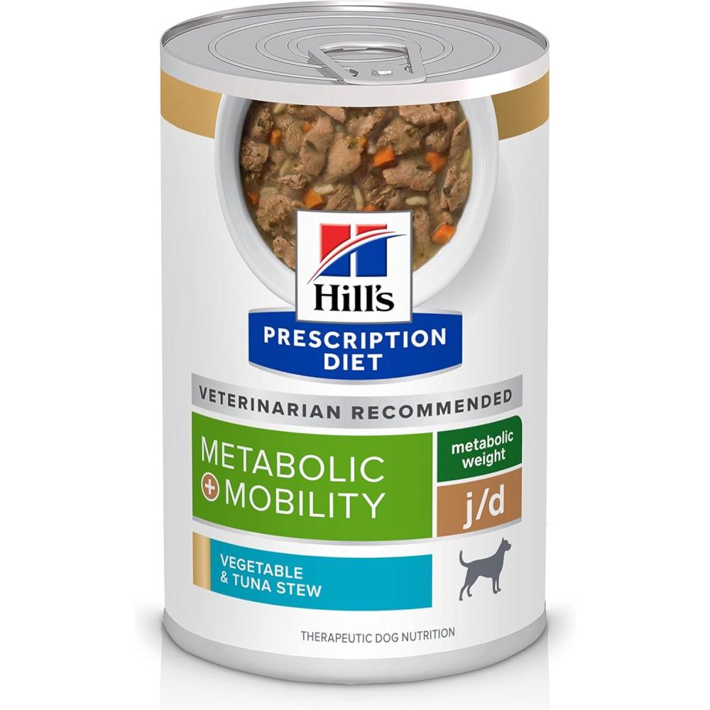 imageHills Prescription Diet Metabolic  Mobility Weight  jd Joint Care Vegetable ampamp Tuna Stew Wet Dog Food Veterinary Diet 125 oz Cans 12PackVegetable  Tuna Stew
