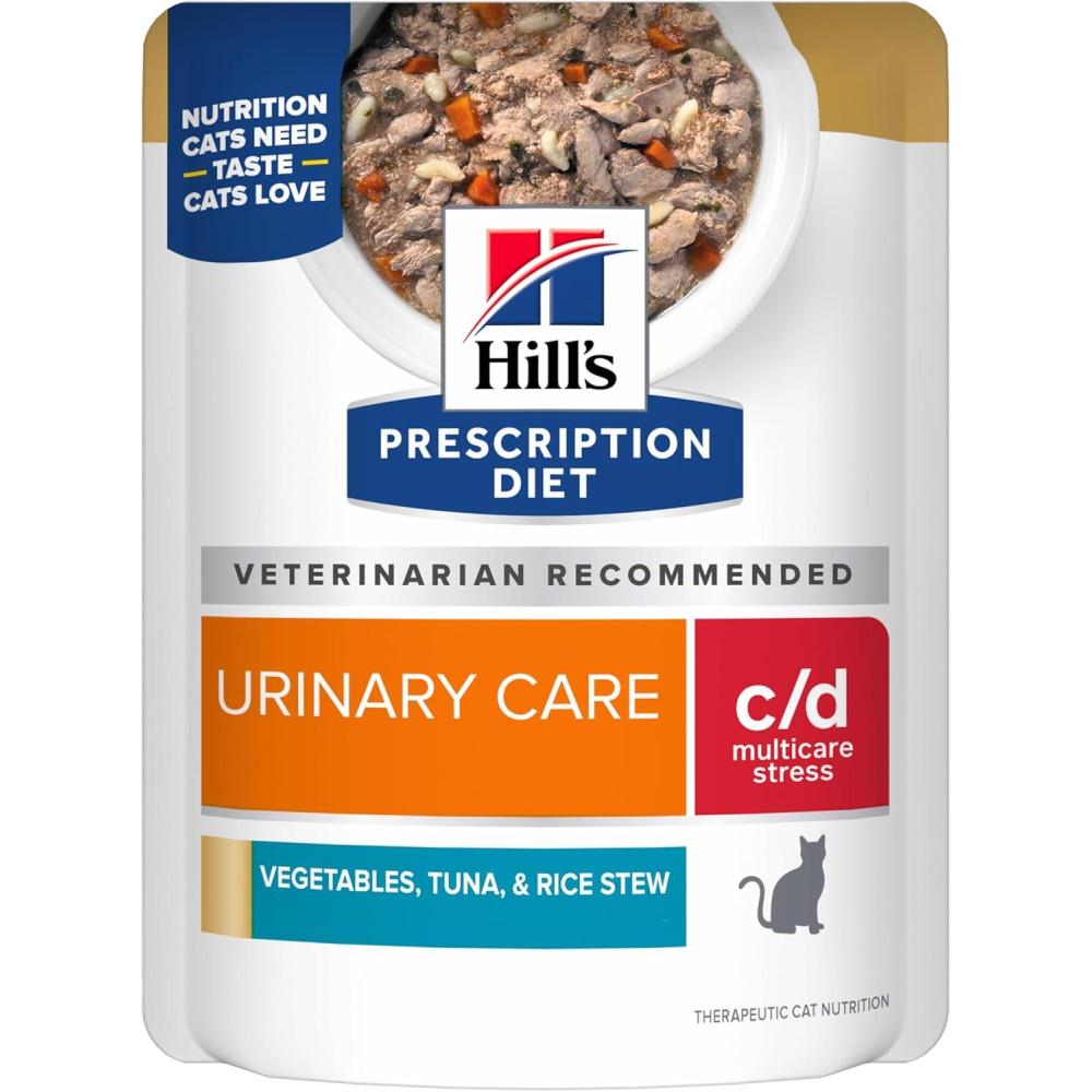 imageHills Prescription Diet cd Multicare Stress Feline Chicken Vegetables and Rice Stew 28oz 24Pack Wet FoodVegetable Tuna Rice Stew