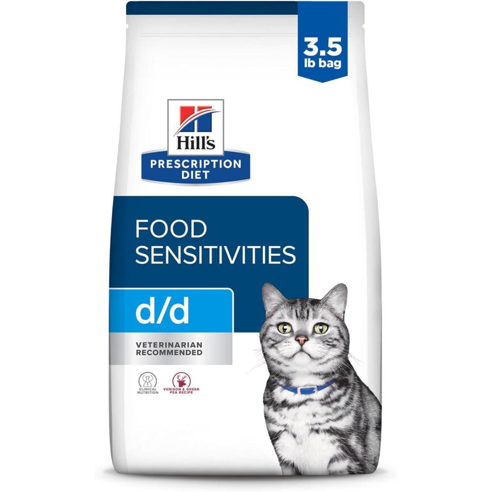 imageHills Prescription Diet dd Food Sensitivities Duck ampamp Green Pea Formula Dry Cat Food Veterinary Diet 35 lb BagVenison Green Pea