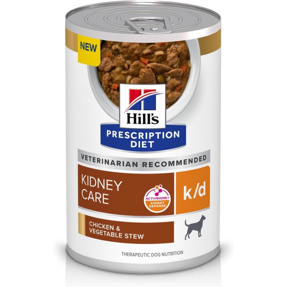 imageHills Prescription Diet kd Kidney Care Beef ampamp Vegetable Stew Wet Dog Food Veterinary Diet 125 oz Cans 12PackChicken Vegetable Stew