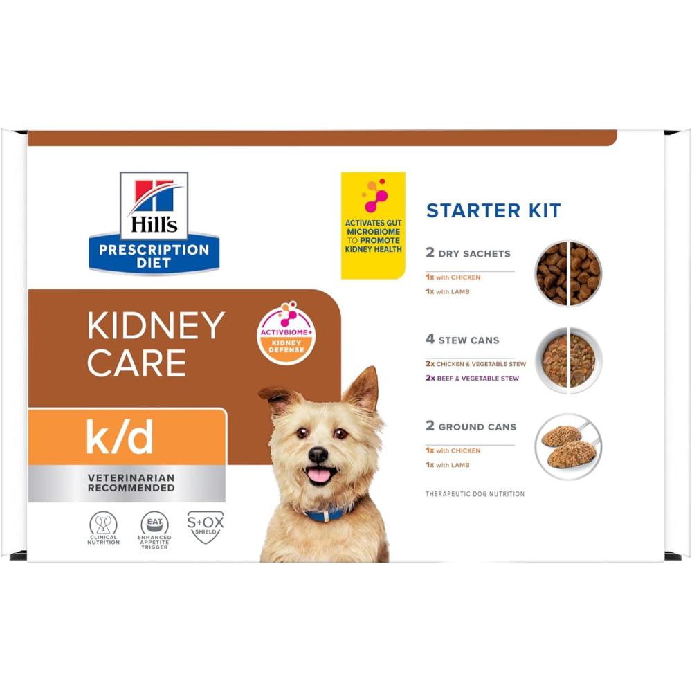 imageHills Prescription Diet kd Kidney Care Chicken ampamp Vegetable Stew Wet Dog Food Veterinary Diet 55 oz Cans 24PackStarter Kit