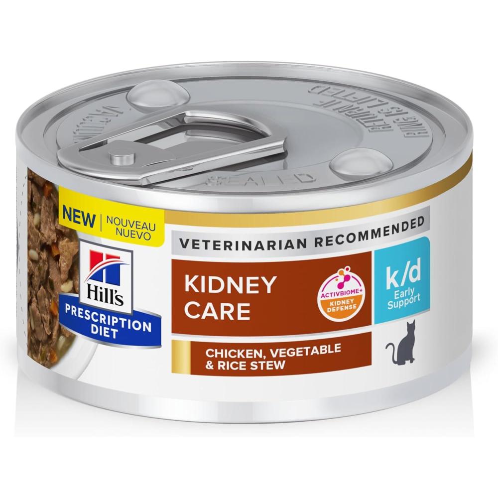 imageHills Prescription Diet kd Kidney Care with Chicken Wet Cat Food Veterinary Diet 55 oz Cans 24PackChicken Vegetable Rice Stew