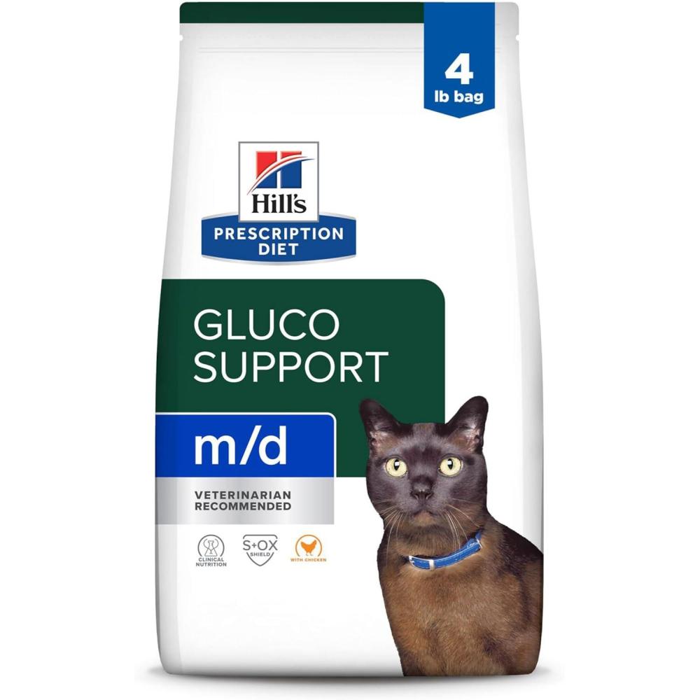 imageHills Prescription Diet md GlucoSupport Chicken Flavor Dry Cat Food Veterinary Diet 4 lb BagChicken