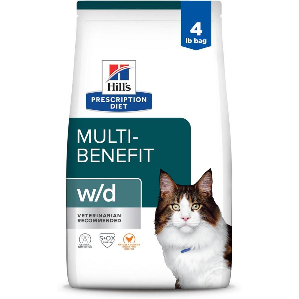 imageHills Prescription Diet wd MultiBenefit DigestiveWeightGlucoseUrinary Management Chicken Flavor Dry Cat Food Veterinary Diet 4 lb BagChicken