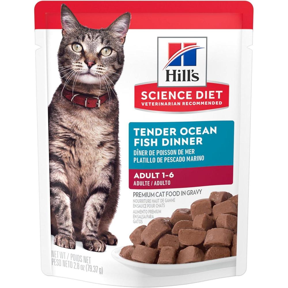 imageHills Science Diet Adult 16 Adult 16 Premium Nutrition Wet Cat Food Ocean Fish Stew 28 oz Pouch Case of 24