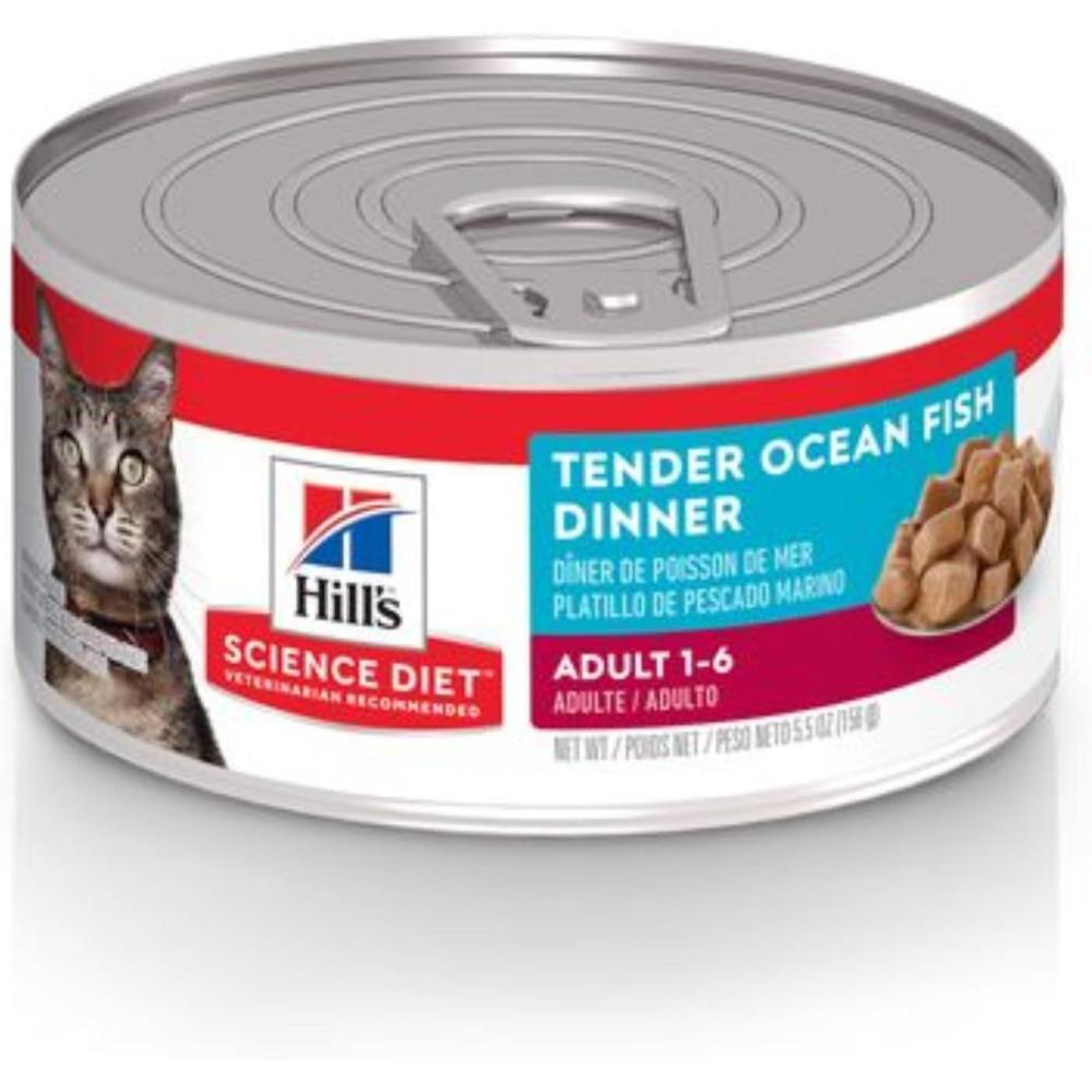 imageHills Science Diet Adult 16 Adult 16 Premium Nutrition Wet Cat Food Ocean Fish Stew 55 oz Can Case of 24Ocean Fish Stew