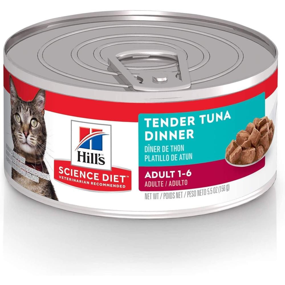 imageHills Science Diet Adult 16 Adult 16 Premium Nutrition Wet Cat Food Ocean Fish Stew 55 oz Can Case of 24Tuna Stew