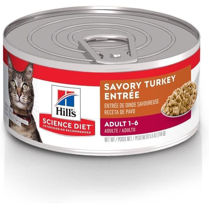 imageHills Science Diet Adult 16 Adult 16 Premium Nutrition Wet Cat Food Ocean Fish Stew 55 oz Can Case of 24Turkey Minced