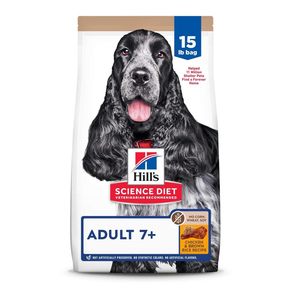 imageHills Science Diet Adult 7 Senior Adult 7 Premium Nutrition Dry Dog Food No Corn Wheat Soy Chicken ampamp Brown Rice 15 lb BagNo Corn Wheat Soy Chicken Brown Rice