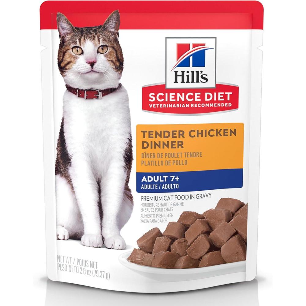 imageHills Science Diet Adult 7 Senior Adult 7 Premium Nutrition Wet Cat Food Variety Pack Chicken Tuna Stew 28 oz Pouch Variety Pack Case of 12Chicken Stew