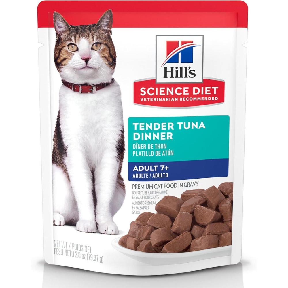 imageHills Science Diet Adult 7 Senior Adult 7 Premium Nutrition Wet Cat Food Variety Pack Chicken Tuna Stew 28 oz Pouch Variety Pack Case of 12Tuna Stew