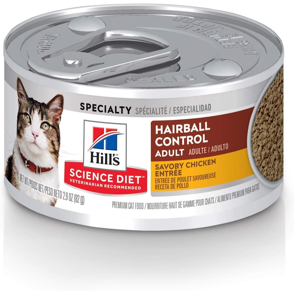 imageHills Science Diet Hairball Control Adult 16 Hairball Control Support Wet Cat Food Chicken Minced 55 oz Can Case of 24Chicken Minced