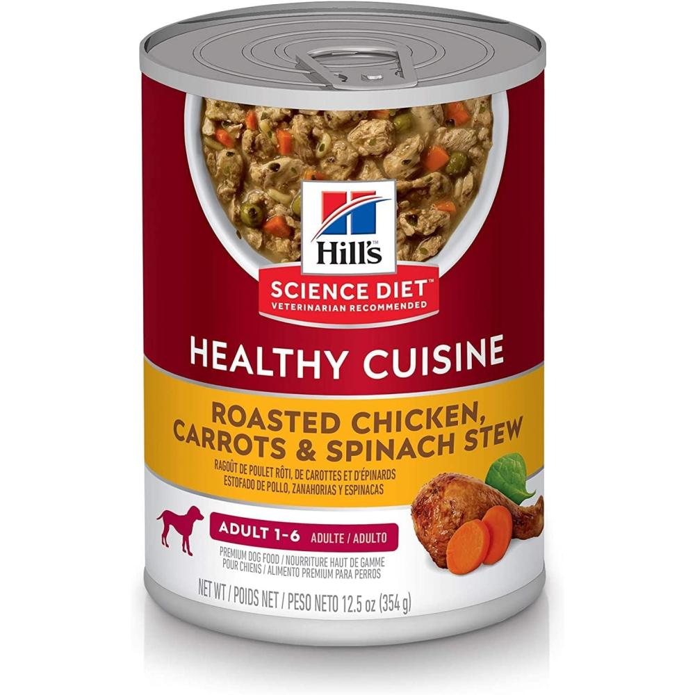 imageHills Science Diet Healthy Cuisine Adult 16 Great Taste Wet Dog Food Roasted Chicken Carrots ampamp Spinach Stew 125 oz Can Case of 12Roasted Chicken Carrots Spinach Stew