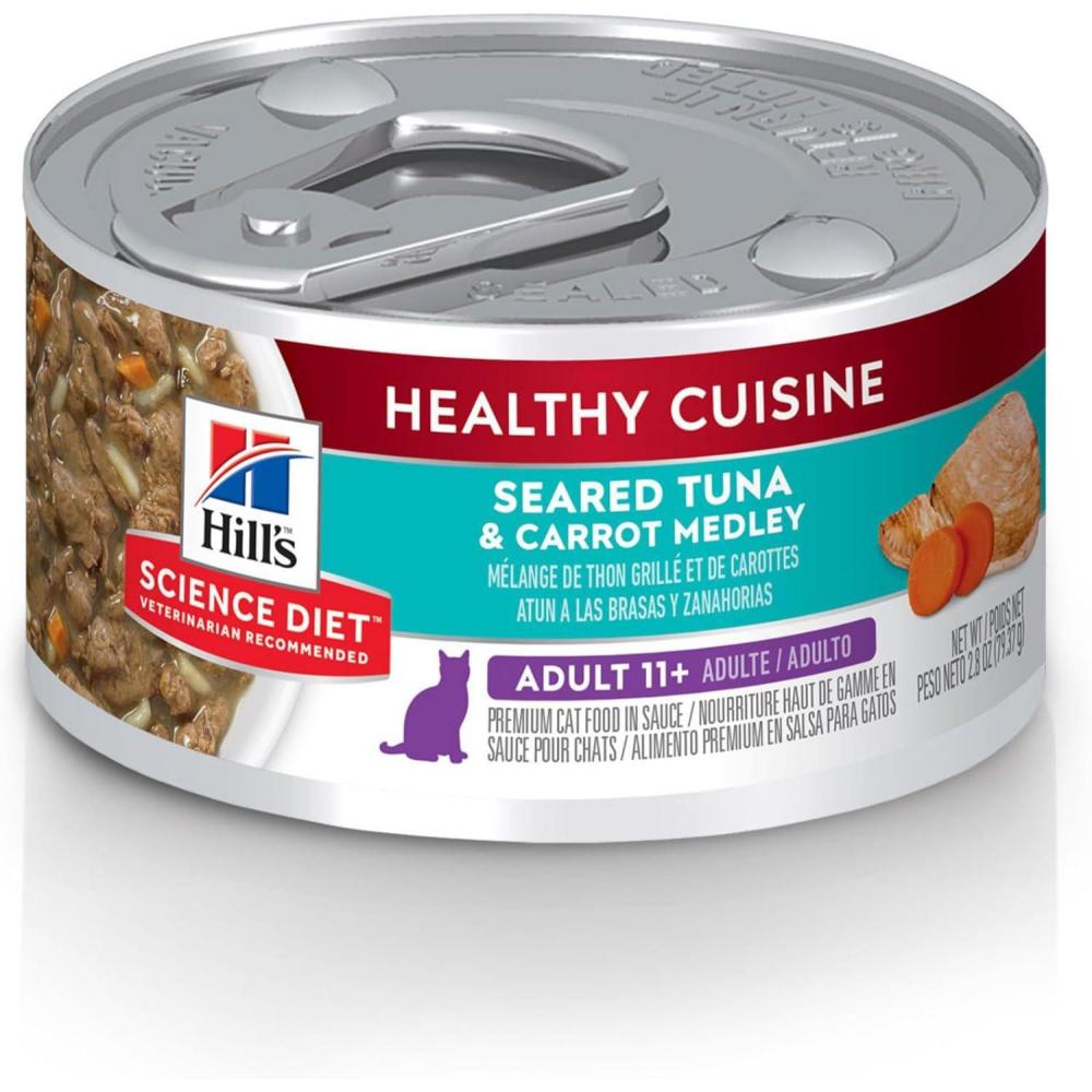 imageHills Science Diet Healthy Cuisine Senior Adult 11 Great Taste Wet Cat Food Seared Tuna ampamp Carrot Stew 28 oz Can Case of 2428 Ounce Pack of 24