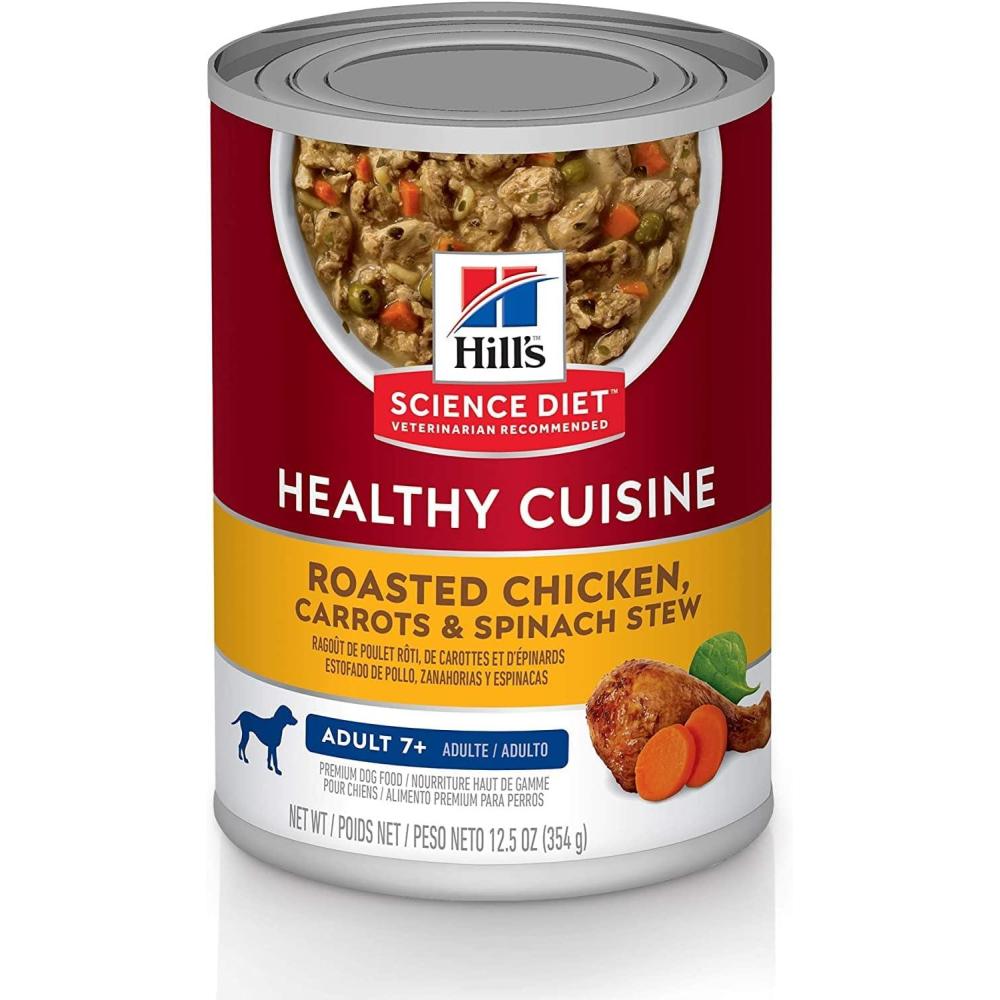 imageHills Science Diet Healthy Cuisine Senior Adult 7 Senior Premium Nutrition Wet Dog Food Roasted Chicken Carrots ampamp Spinach Stew 125 oz Can Case of 12Roasted Chicken Carrots Spinach Stew