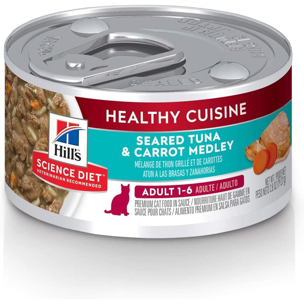 imageHills Science Diet Indoor Adult 16 Easy Litter Box Cleanup Wet Cat Food Chicken Minced 55 oz Can Case of 24Seared Tuna Carrot Stew