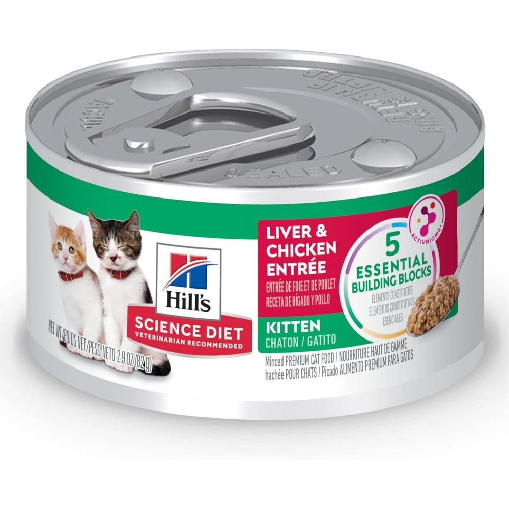imageHills Science Diet Kitten Kitten Premium Nutrition Wet Cat Food Turkey Minced 55 oz Can Case of 24Liver Chicken Minced