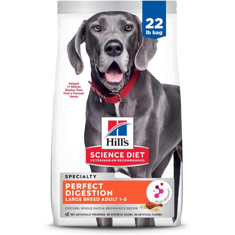imageHills Science Diet Perfect Digestion Large Breed Adult Dry Dog Food 15 Prebiotics for Digestive Support Chicken Brown Rice ampamp Whole Oats 22 lb BagChicken Brown Rice Whole Oats