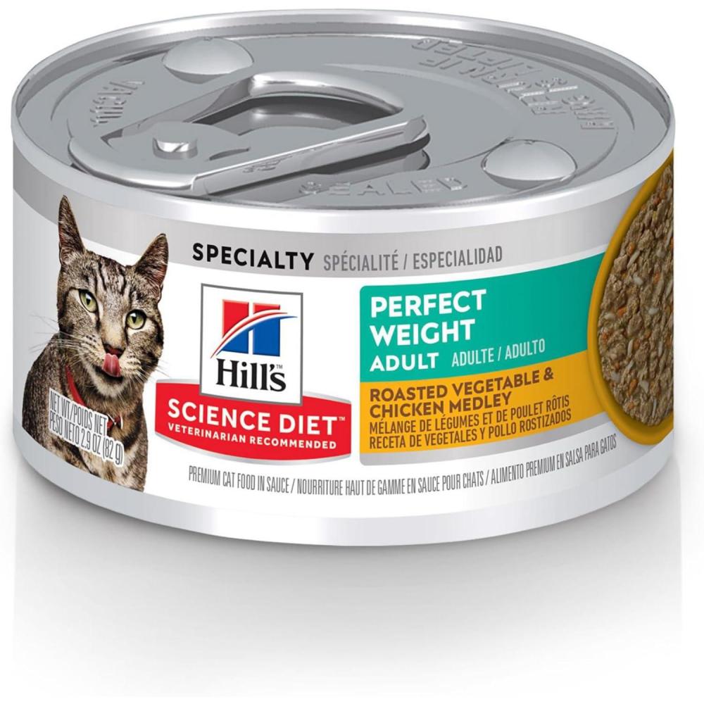 imageHills Science Diet Perfect Weight Adult 16 Weight Management Support Wet Cat Food Chicken ampamp Roasted Vegetables Stew 29 oz Can Case of 24Chicken Roasted Vegetables Stew