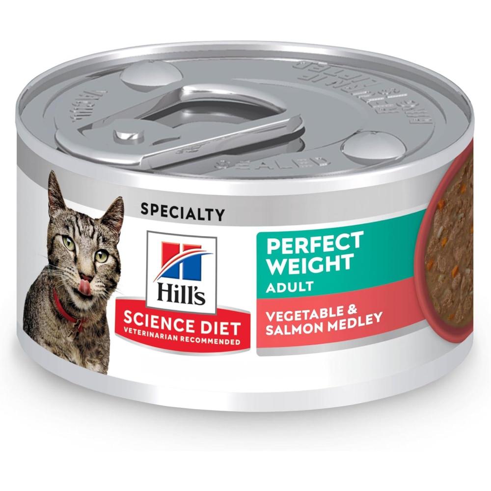 imageHills Science Diet Perfect Weight Adult 16 Weight Management Support Wet Cat Food Chicken ampamp Roasted Vegetables Stew 29 oz Can Case of 24Salmon Vegetables Stew