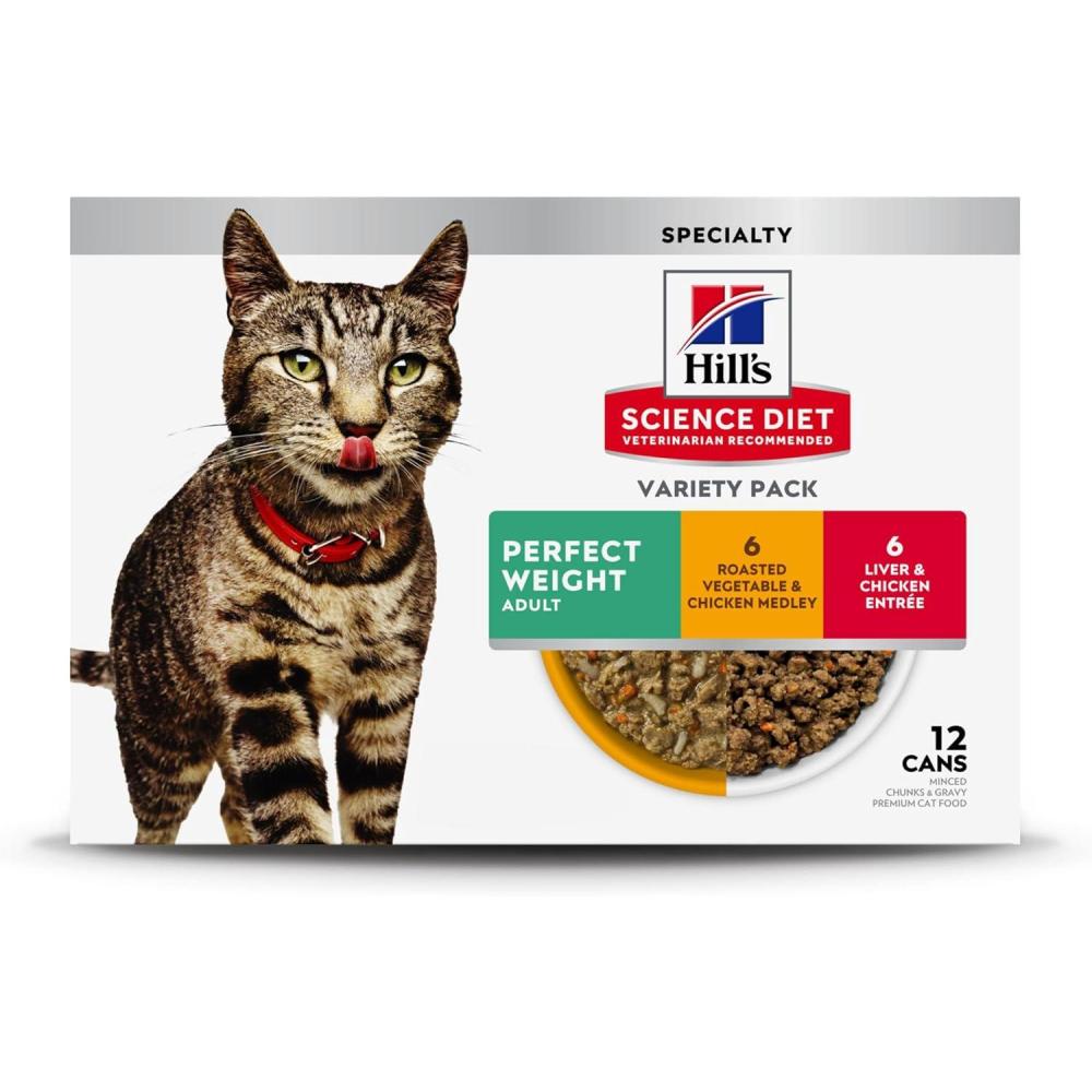 imageHills Science Diet Perfect Weight Adult 16 Weight Management Support Wet Cat Food Chicken ampamp Roasted Vegetables Stew 29 oz Can Case of 24Variety Pack Liver Chicken Minced Chicken Stew