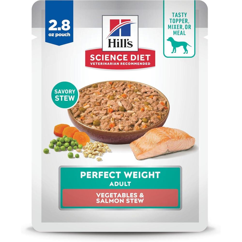 imageHills Science Diet Perfect Weight Adult 16 Weight Management Support Wet Dog Food Salmon ampamp Vegetables Stew 28 oz Pouch Case of 24