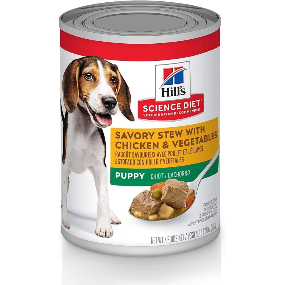 imageHills Science Diet Puppy Puppy Premium Nutrition Wet Dog Food Chicken ampamp Barley Loaf 13 oz Can Case of 12Chicken Vegetables Stew