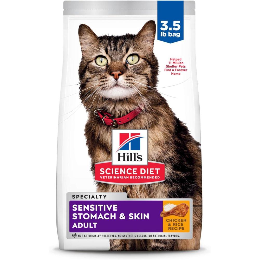 imageHills Science Diet Sensitive Stomach ampamp Skin Adult 16 Stomach ampamp Skin Sensitivity Support Dry Cat Food Chicken ampamp Rice 155 lb BagChicken Rice