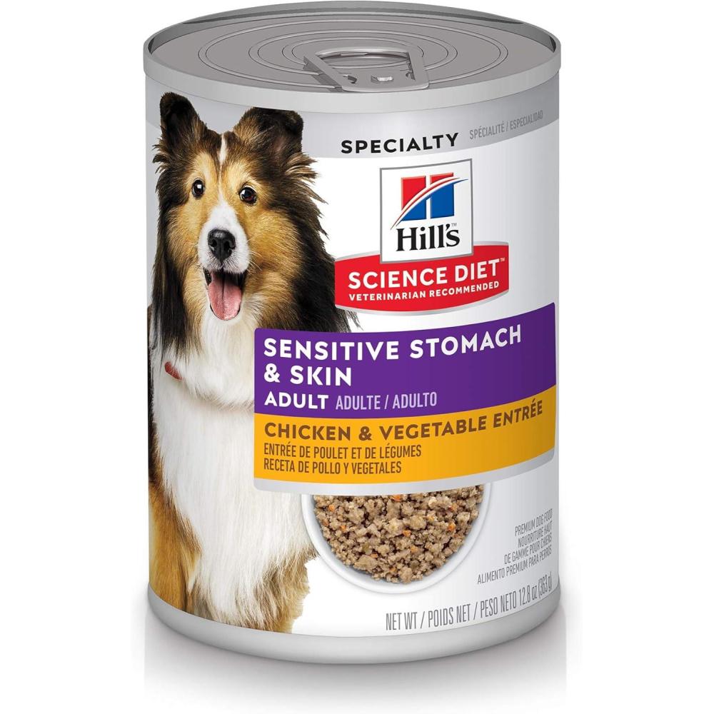imageHills Science Diet Sensitive Stomach ampamp Skin Adult 16 Stomach ampamp Skin Sensitivity Support Wet Dog Food Salmon ampamp Vegetables Loaf 128 oz Can Case of 12Chicken Vegetables Loaf
