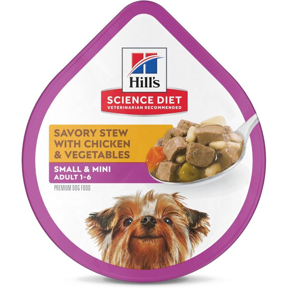 imageHills Science Diet Small ampamp Mini Adult 16 Small ampamp Mini Breeds Premium Nutrition Wet Dog Food Beef ampamp Vegetables Stew 35 oz Tray Case of 12Chicken Vegetables Stew
