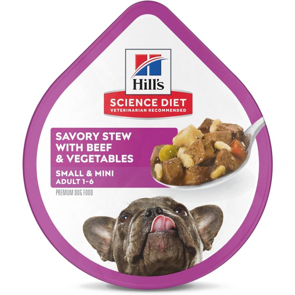 imageHills Science Diet Small ampamp Mini Adult 16 Small ampamp Mini Breeds Premium Nutrition Wet Dog Food Beef ampamp Vegetables Stew 35 oz Tray Case of 12Beef Vegetables Stew