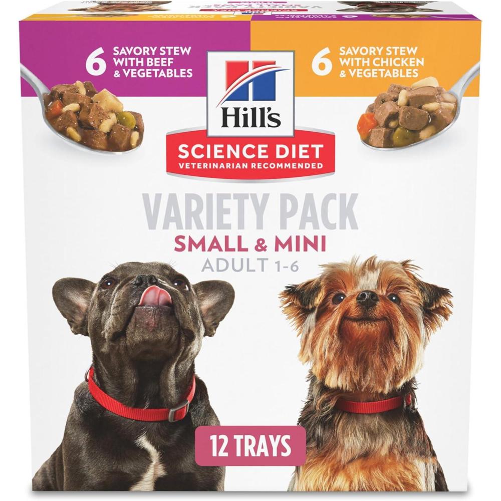 imageHills Science Diet Small ampamp Mini Adult 16 Small ampamp Mini Breeds Premium Nutrition Wet Dog Food Beef ampamp Vegetables Stew 35 oz Tray Case of 12Variety Pack Chicken Vegetables Stew Salmon Vegetables Stew