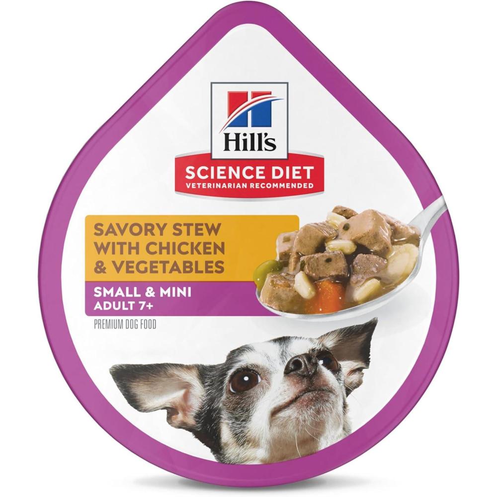 imageHills Science Diet Small ampamp Mini Senior Adult 7 Small ampamp Mini Breeds Senior Premium Nutrition Wet Dog Food Chicken ampamp Vegetables Stew 35 oz Tray Case of 12Chicken Vegetables Stew