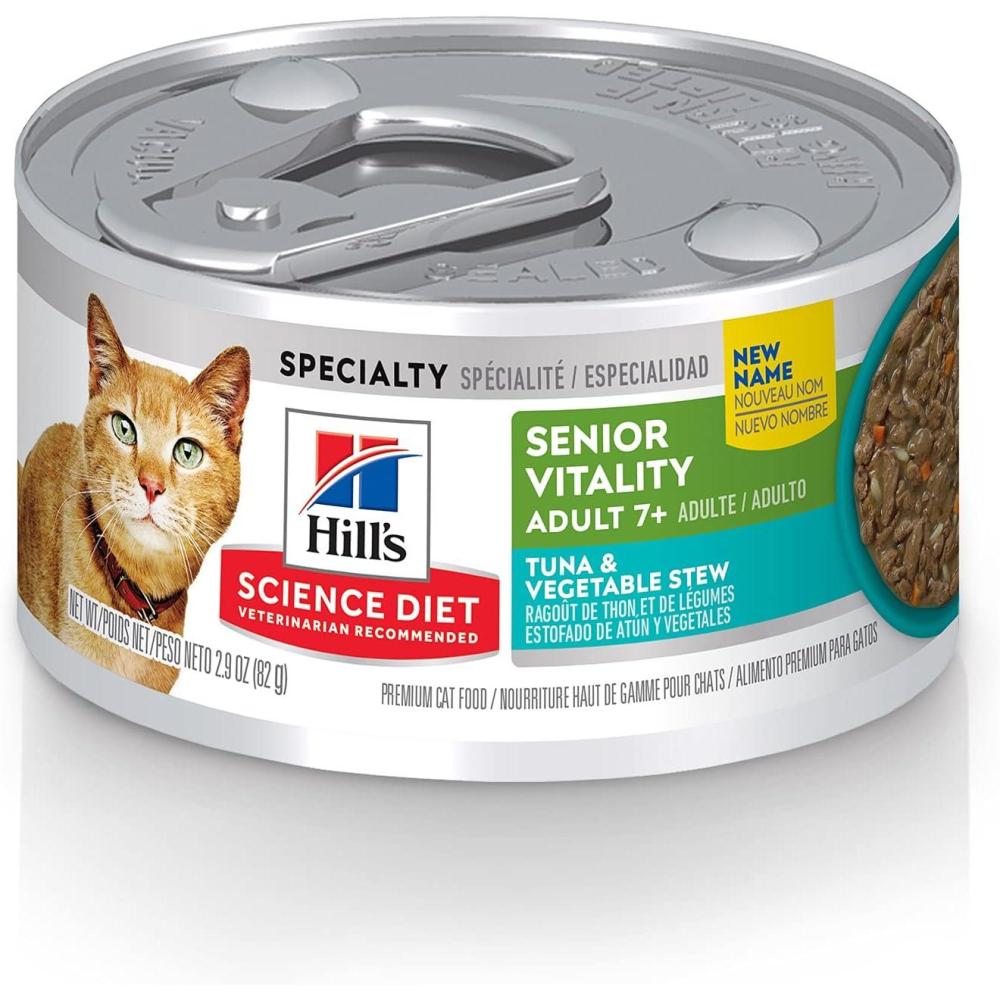 imageHills Science Diet Adult 7 Senior Vitality Wet Cat Food Tuna ampamp Vegetable Entree 29 oz Cans 24Pack